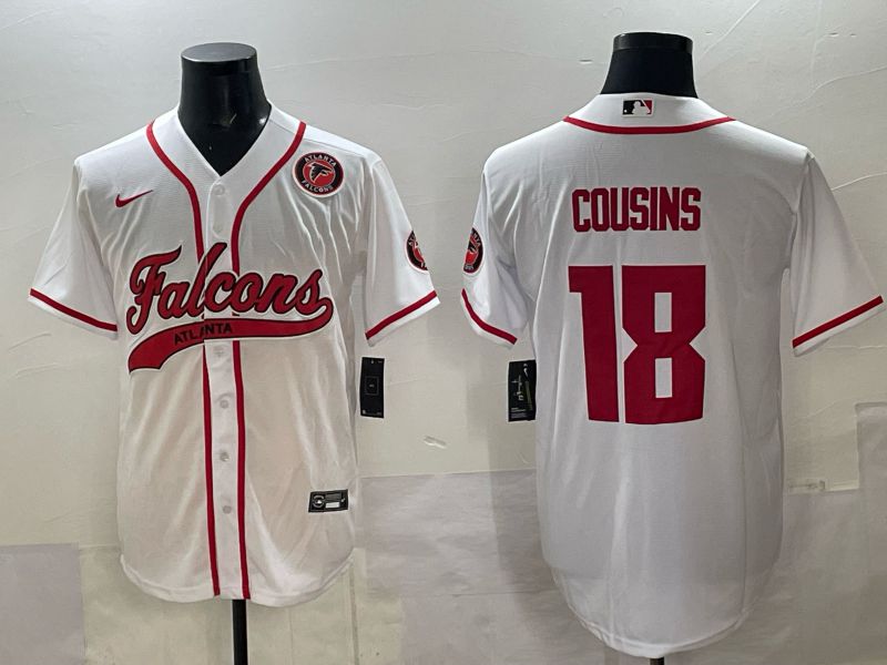 Men 2025 Nike Atlanta Falcons 18 Cousins white Joint Name Limited NFL Jersey style 06